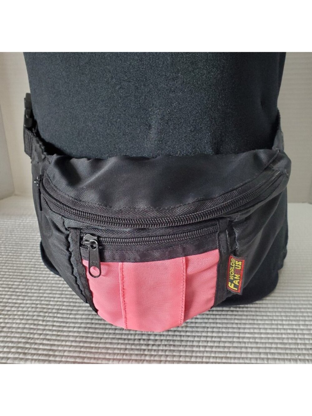 World Famous Fanny Pack Crossbody 1990s Y2K Hip Bag Black Pink Adjustable Zipper